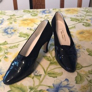 Silvia Fiorentina Black Patent Leather & Suede Pumps